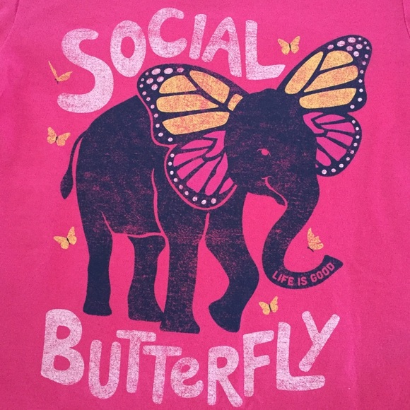 NWT Life Is Good Social Butterfly Girls T Shirt - Picture 2 of 4